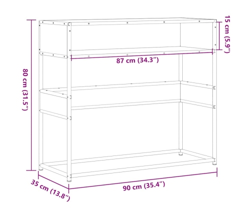 Mesa consola de madera contrachapada negro 90x35x80 cm