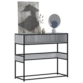 Mesa consola madera de ingeniería gris Sonoma 90x35x80 cm