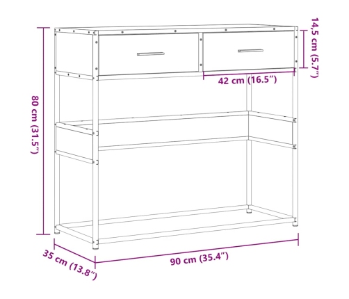 Mesa consola de madera de ingeniería roble Sonoma 90x35x80 cm