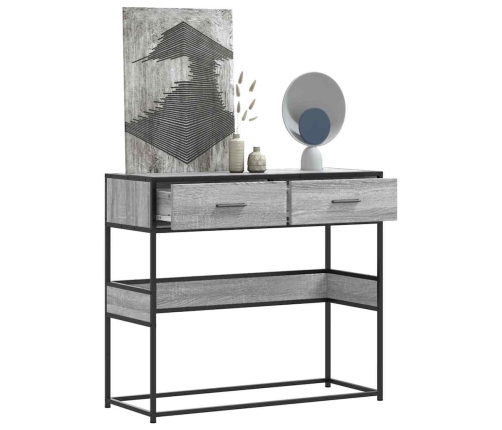 Mesa consola madera de ingeniería gris Sonoma 90x35x80 cm