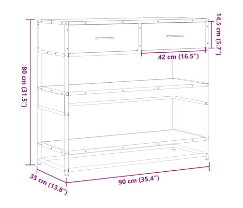 Mesa consola de madera de ingeniería roble Sonoma 90x35x80 cm