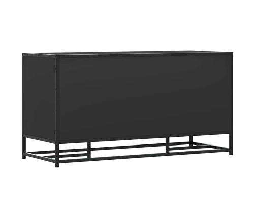 Banco zapatero madera de ingeniería y metal negro 100x40x53,5cm