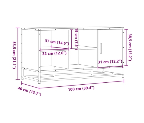 Banco zapatero madera de ingeniería roble ahumado 100x40x53,5cm