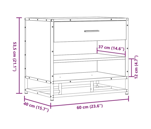 Banco zapatero madera de ingeniería roble sonoma 60x40x53,5 cm