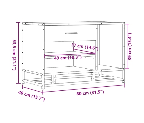 Banco zapatero madera de ingeniería gris sonoma 80x40x53,5 cm