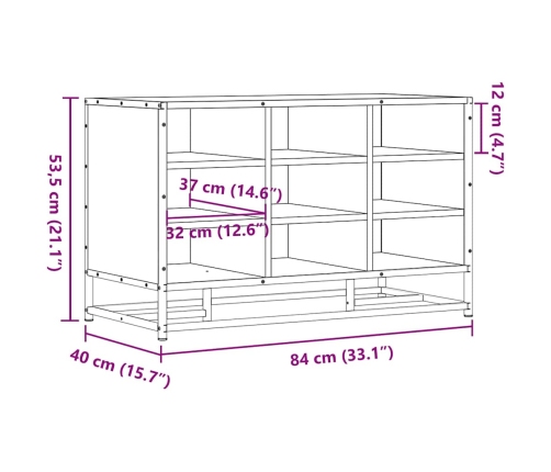 Banco zapatero madera de ingeniería y metal negro 84x40x53,5 cm