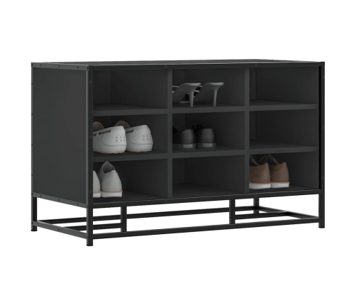 Banco zapatero madera de ingeniería y metal negro 84x40x53,5 cm