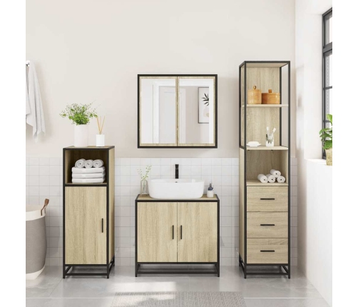 Armario de baño madera contrachapada roble sonoma 35x37,5x166cm