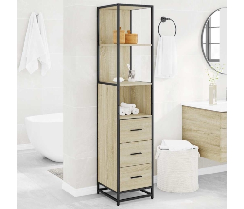 Armario de baño madera contrachapada roble sonoma 35x37,5x166cm