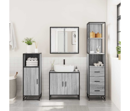 Armario de baño madera contrachapada gris sonoma 35x37,5x166 cm