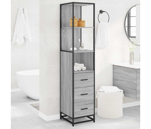 Armario de baño madera contrachapada gris sonoma 35x37,5x166 cm