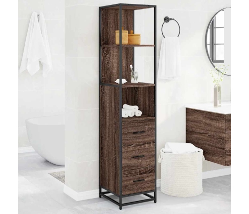 Armario de baño madera contrachapada roble marrón 35x37,5x166cm