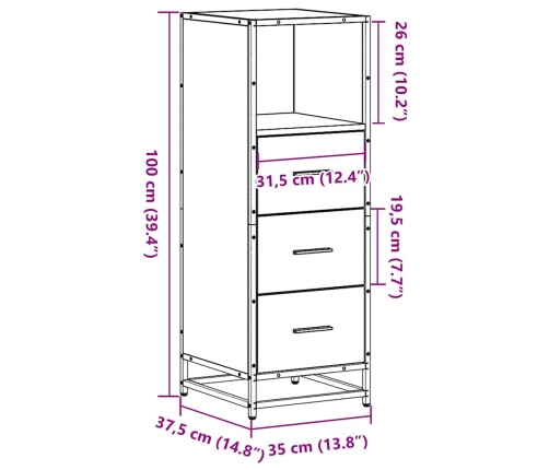 Armario de baño madera contrachapada negro 35x37,5x100 cm