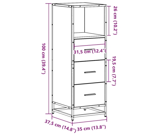 Armario de baño madera contrachapada roble Sonoma 35x37,5x100cm