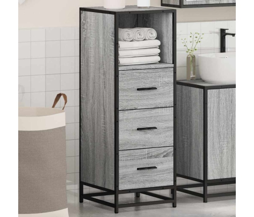 Armario de baño madera contrachapada gris sonoma 35x37,5x100 cm