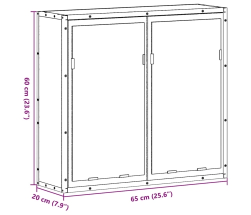 Armario de baño con espejo madera ingeniería negro 65x20x60 cm