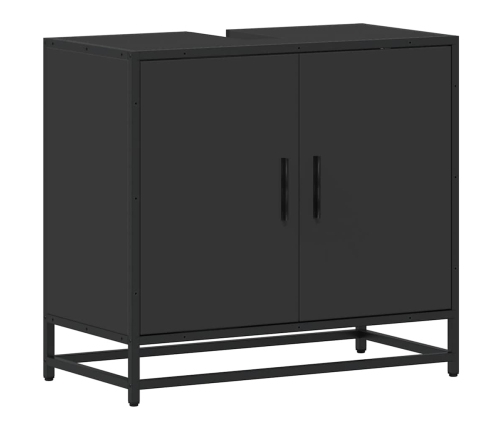 Mueble baño para lavabo madera ingeniería negro 65 x 33 x 60 cm