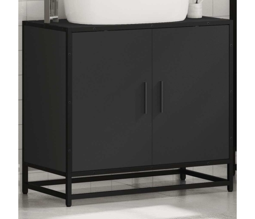 Mueble baño para lavabo madera ingeniería negro 65 x 33 x 60 cm