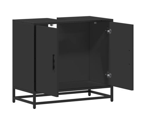 Mueble baño para lavabo madera ingeniería negro 65 x 33 x 60 cm