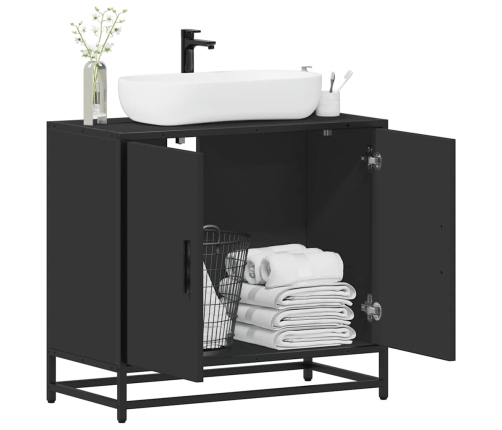 Mueble baño para lavabo madera ingeniería negro 65 x 33 x 60 cm