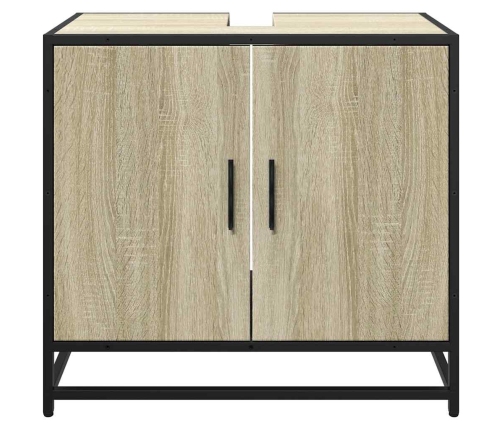 Armario de lavabo de baño madera roble Sonoma 65x33x60 cm