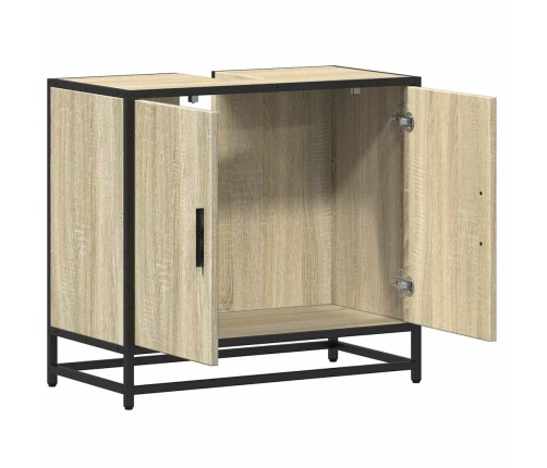 Armario de lavabo de baño madera roble Sonoma 65x33x60 cm