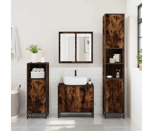 Mueble de baño para lavabo roble ahumado 65x33x60 cm