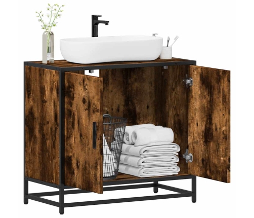 Mueble de baño para lavabo roble ahumado 65x33x60 cm