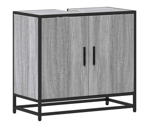 Mueble lavabo baño madera contrachapada sonoma gris 65x33x60 cm