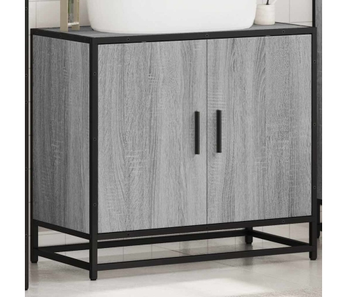 Mueble lavabo baño madera contrachapada sonoma gris 65x33x60 cm