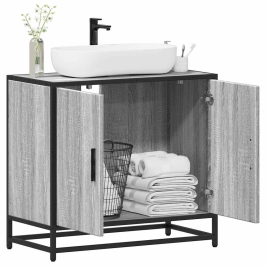 Mueble lavabo baño madera contrachapada sonoma gris 65x33x60 cm