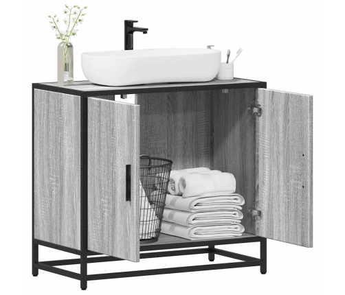 Mueble lavabo baño madera contrachapada sonoma gris 65x33x60 cm