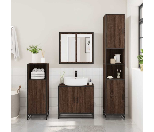 Mueble de lavabo madera de ingeniería roble marrón 65x33x60 cm