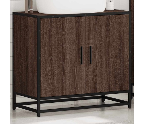 Mueble de lavabo madera de ingeniería roble marrón 65x33x60 cm