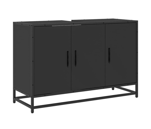 Armario de lavabo de baño madera ingeniería negro 90x33x60 cm