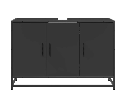 Armario de lavabo de baño madera ingeniería negro 90x33x60 cm