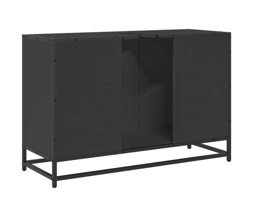 Armario de lavabo de baño madera ingeniería negro 90x33x60 cm