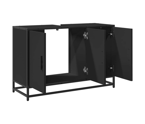 Armario de lavabo de baño madera ingeniería negro 90x33x60 cm