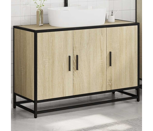 Armario lavabo baño madera ingeniería roble sonoma 90x33x60 cm