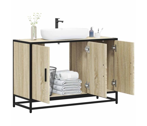 Armario lavabo baño madera ingeniería roble sonoma 90x33x60 cm