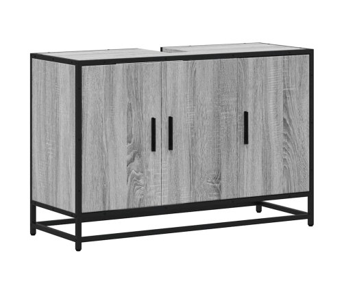 Armario lavabo baño madera ingeniería gris Sonoma 90x33x60 cm