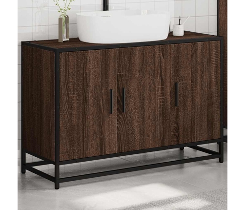 Armario lavabo baño madera ingeniería roble marrón 90x33x60 cm