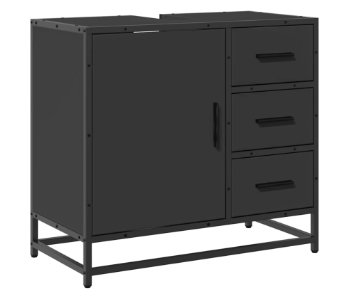 Mueble baño para lavabo madera ingeniería negro 65 x 33 x 60 cm