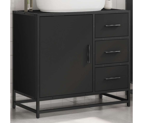 Mueble baño para lavabo madera ingeniería negro 65 x 33 x 60 cm