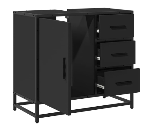 Mueble baño para lavabo madera ingeniería negro 65 x 33 x 60 cm