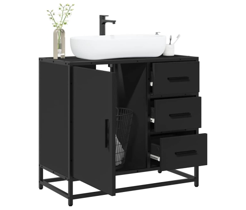 Mueble baño para lavabo madera ingeniería negro 65 x 33 x 60 cm