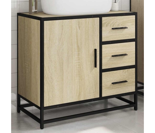 Armario de lavabo de baño madera roble Sonoma 65x33x60 cm