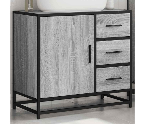 Mueble lavabo baño madera contrachapada sonoma gris 65x33x60 cm