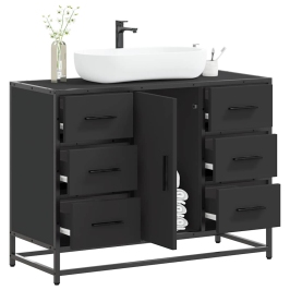 Armario de lavabo de baño madera ingeniería negro 80x33x60 cm