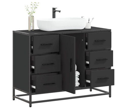 Armario de lavabo de baño madera ingeniería negro 80x33x60 cm